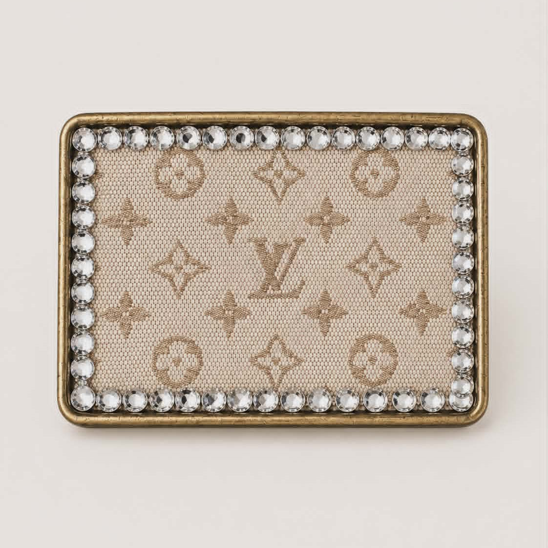 Upcycled Rectangle Beige Designer Canvas Buckle