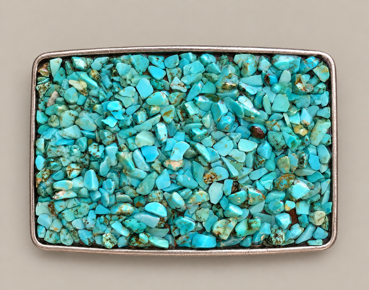 Silver Buckle w/Turquoise Gemstones