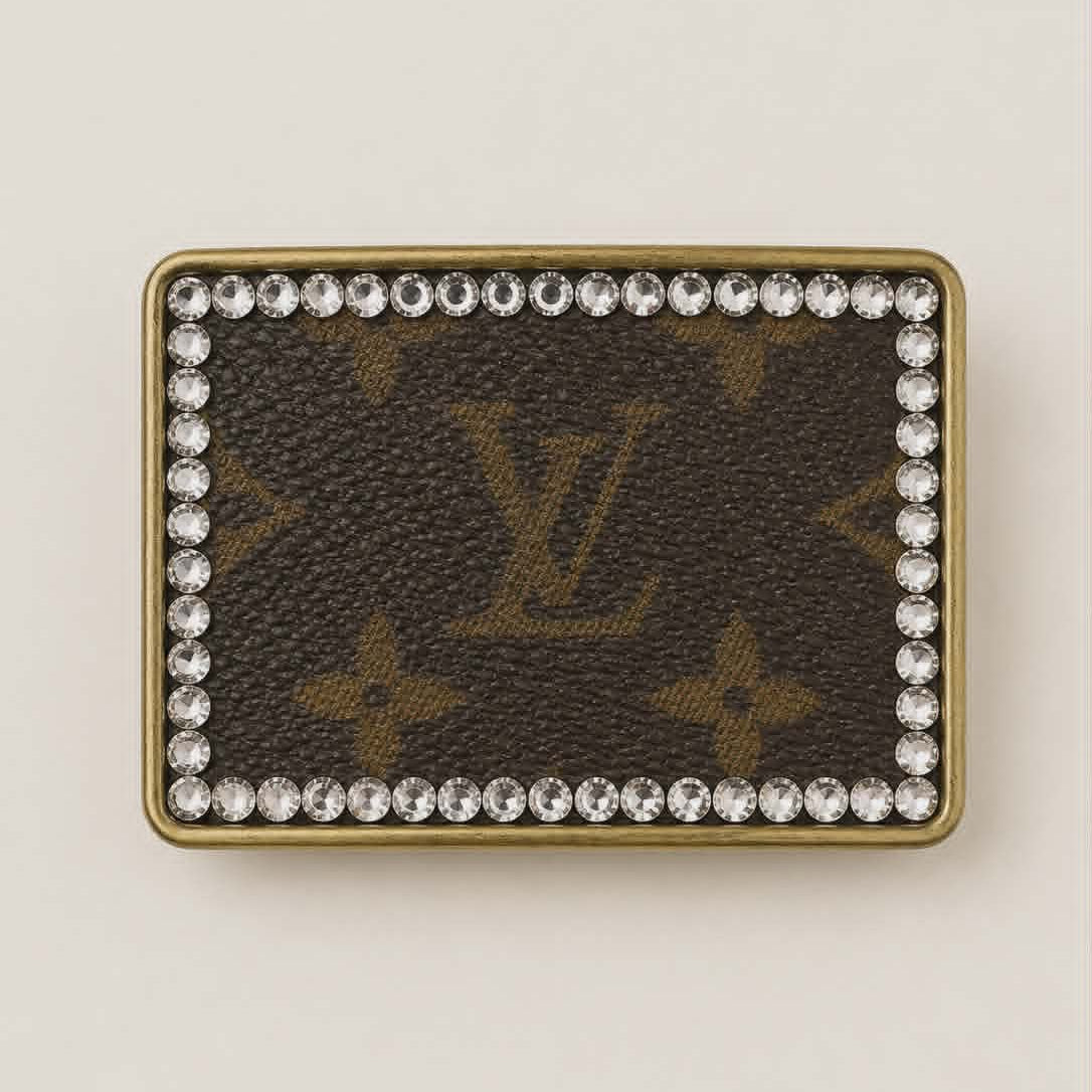 Upcycled Rectangle Brown Designer Canvas Buckle