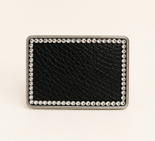 Silver buckle w/Black pebble leather