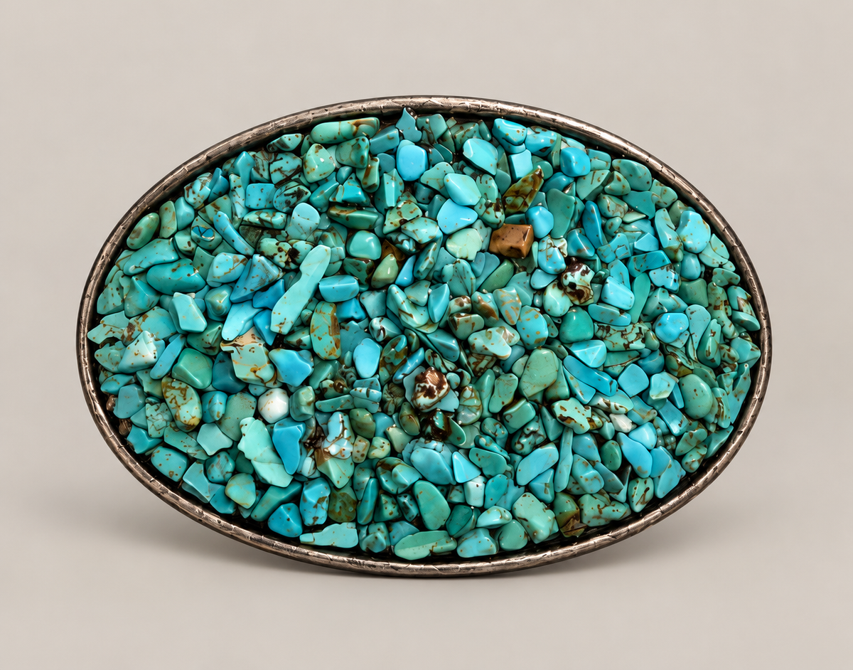 Silver Buckle w/Turquoise Gemstones