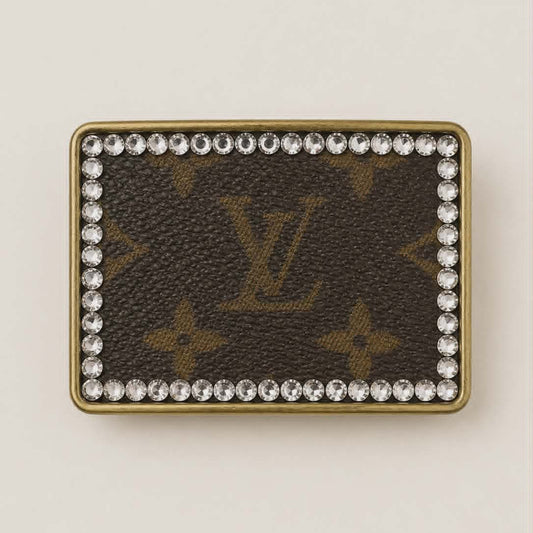 Upcycled Rectangle Brown Designer Canvas Buckle