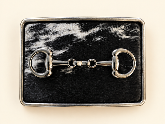 Black & White Cowhide w/Horsebit